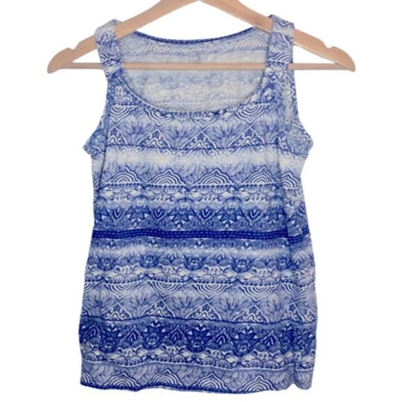 LOFT Tops - Vintage Loft Blue tank top XS petite beach bohemian coastal grandma 90s Y2K boho